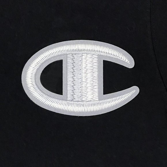 Champion Crewneck Big Logo Shirt Men's Size Medium S/S Black w/ White Silver - Picture 4 of 10